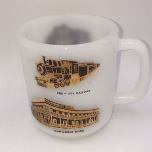 Vintage Heritage Park Glasbake Frosted Milk Glass